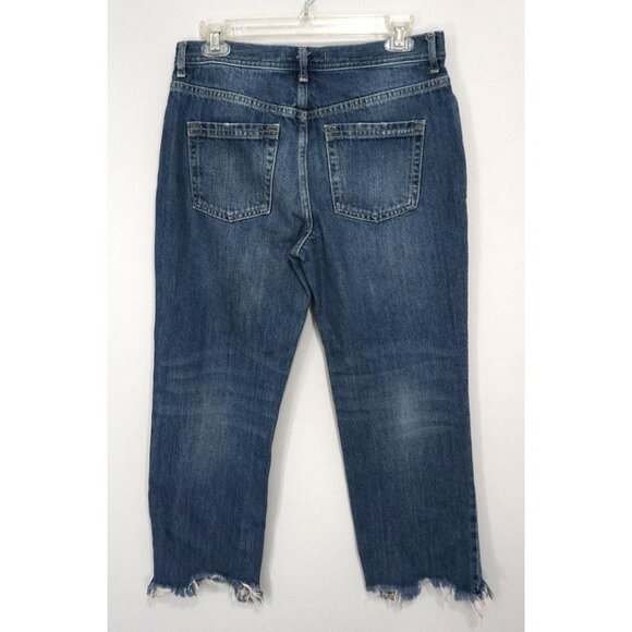 Free People We The Free Maggie Mid-Rise Straight Leg Jeans Distressed Cutoff 28 - Picture 6 of 9